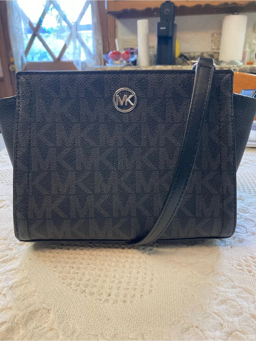 Michael Kors NWOT Freya Satchel Crossbody Bag with Silver-Tone MK Logo.